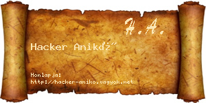 Hacker Anikó névjegykártya
